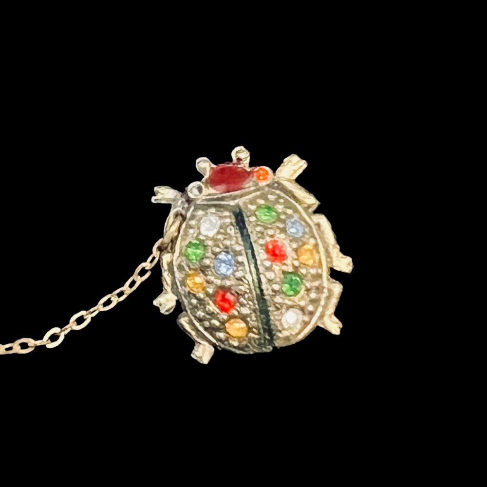 Set Of Gold Tone And Multi-Colored Rhinestone & Enamel Beetle Scent Brooch (5165 - Picture 5 of 8